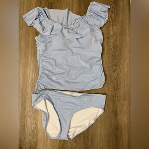 Striped Off-Shoulder Bikini Set